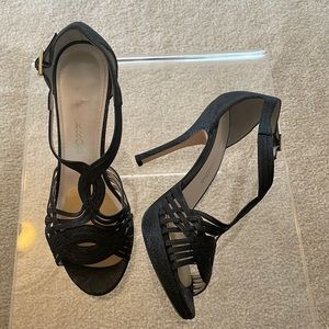 Caparros Black Glitter Platform Heels